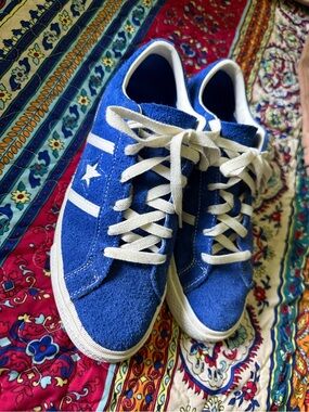 Blue Suede Converse Cons Sneakers with White Star and Stripes